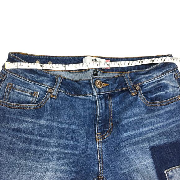 Cabi Jeans Slim Boyfriend Patchwork Sz 4 Blue Stretch Denim‎ Fading Y2K Vibes - Picture 4 of 13